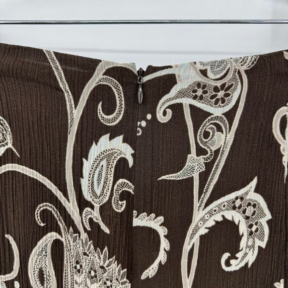VTG Y2K Ann Taylor Silk Blend Skirt 10 Brown Green Paisley Fairy Whimsigoth - Picture 4 of 7